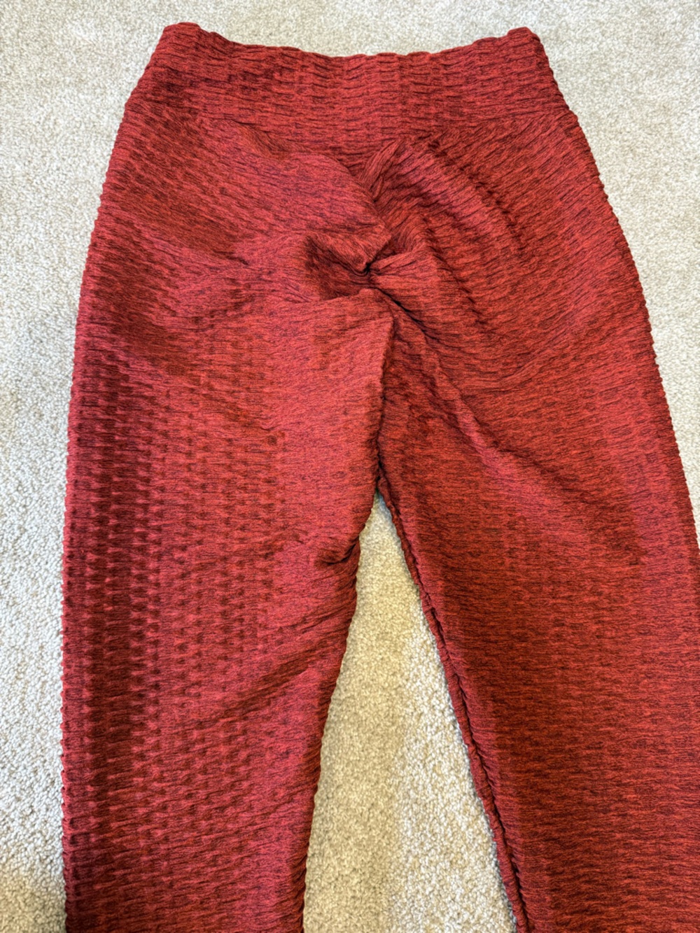 Textured Scrunch Butt Leggings Red High Waist Booty Lift Activewear Size M